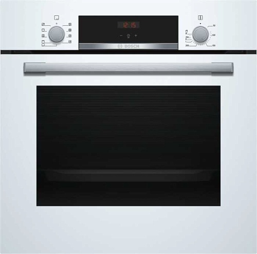 Духовой шкаф Bosch HBA534BW0 (Serie4 / 71 л / до 275 °C / Белое стекло / Гриль / съемные направляющие / EcoClean (задняя стенка) / A)