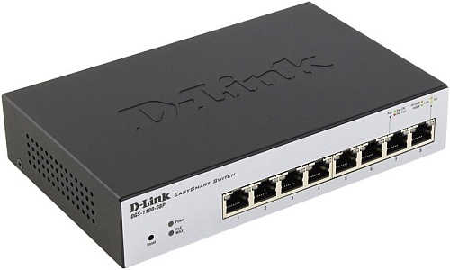 Коммутатор D-LINK DGS-1100-08PV2, 8 портов 10/100/1000Base-T с поддержкой PoE